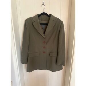 Votre Nom Womens Olive Green Microfiber Blazer Jacket Size 4 Four Button Front